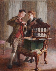 Scène de salon avec un imposant fauteuil ouvert - Frederick Walker