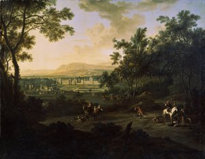 Paysage avec chasseurs