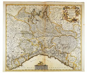 République de Gênes, duché de Milan, Parme et Monferrato, carte par Frederik de Wit, Amsterdam, gravure sur cuivre - Frederick de Wit