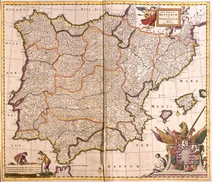 Carte de la péninsule Ibérique, Espagne et Portugal