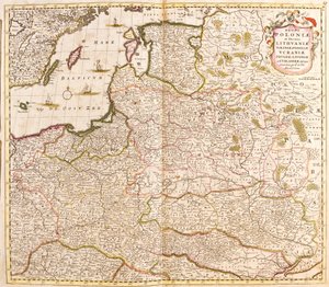 Carte du Royaume de Pologne, Duché de Lituanie et Livonie (Pays Baltes) et Ukraine