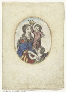 Madonna avec Enfant et ange dans un ovale - Frederik Bouttats (de Jonge) (attributed to)