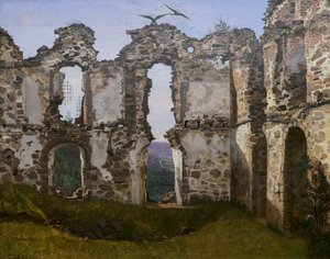Les ruines de Brahehus en Suède, étude, vers 1832 (huile sur toile)