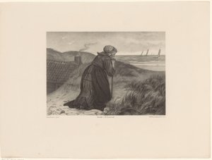 Vieille femme appuyée sur une canne