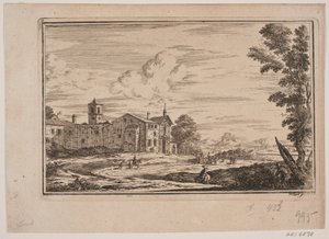 Bâtiment monastique, à gauche dans un paysage italien - Frederik Laub