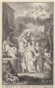 Minerva et les Arts devant une figure trônante