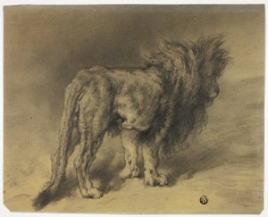 Lion debout à la crinière hirsute - Frederik William Zurcher