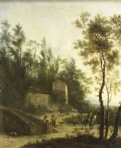 Paysage italien avec des chasseurs - Frederik de Moucheron