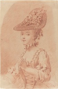 Jeune fille portant un chapeau fleuri