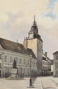Beaune, Beffroi et Statue de G. Monge