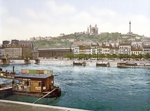 Fourvière depuis le quai Saint-Antoine, Lyon, pub. c.1900