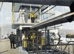 Marine française, fin XIXe siècle : exercice de barre de navigation - Bibl. des Arts Déco. - French Photographer