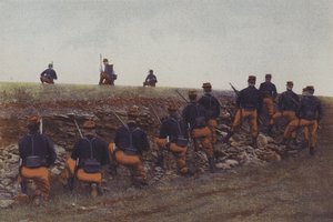 Infanterie française en manœuvres (photo couleur)