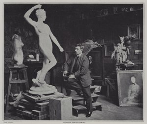 Peintre et sculpteur français Alexandre Falguière dans son atelier - French Photographer