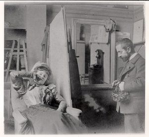 Henri de Toulouse-Lautrec (1864-1901) dans son atelier avec Misia Natanson - French Photographer