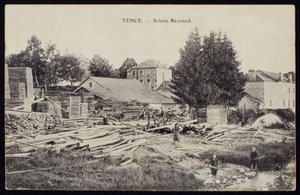 Carte postale représentant la scierie Reviraud à Tence, Haute-Loire, vers 1900
