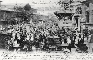 Carte postale des Halles, Paris, avant 1914