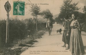 Souvenir de la frontière franco-allemande. Carte postale envoyée en 1913.