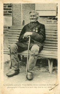 Victor Baillot, le dernier survivant de la bataille de Waterloo, photographié à Carisey le 22 avril ?