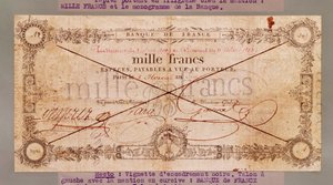 Billet de 1000 Francs du 8 Floréal, An X (28 avril 1802)