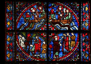 4 panneaux de la fenêtre de Saint Germain - French School