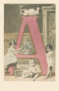 A: Quatre jeunes enfants, une cage et un cacatoès - French School