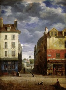 Une rue dans le vieux Paris - French School