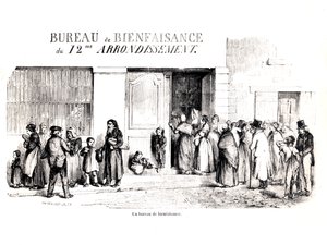 Un bureau de bienfaisance dans le 12e arrondissement de Paris, vers 1870 - French School