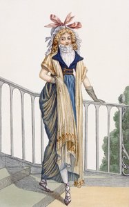 Robe de marche de style campagnard, illustration du Journal des Dames et des Modes, 1797