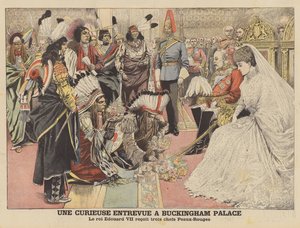 Une rencontre curieuse au palais de Buckingham - French School