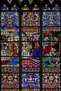 Un détail de la fenêtre w30, la fenêtre panégyrique de Saint Romain - French School