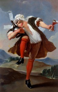 Une bonne bouteille. Enseigne de marchand de vin. Peinture anonyme vers 1760.
