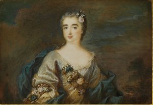 Une dame appelée Louise-Jeanne de Durfot, Duchesse de Mazarin et de la Meilleraye, vers 1750