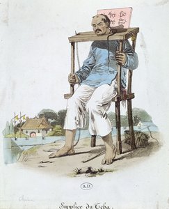 Un prisonnier dans le Cangue en Chine, vers 1800
