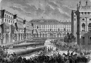 Revue des troupes par le roi italien Victor Emmanuel II à Turin le 7 juin - French School