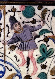 Un écuyer. Manuscrit français de Pétrarque (Francesco Petrarca) du XIIIe siècle. Bibliothèque municipale de Rimini. - French School