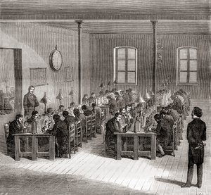 Une station télégraphique à Paris, France vers 1870, des Merveilles de la Science, publié vers 1870 (gravure)