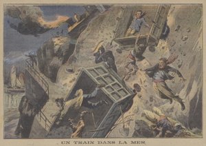 Un train tombant dans la mer - French School