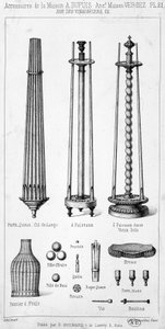 Accessoires de la maison A. Dupuis incluant des lampes, outils et jeux, présentés sous forme de catalogue.
