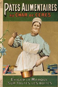 Publicité pour les pâtes Au Char de Cérès, vers 1900