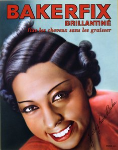 Publicité pour la brillantine Bakerfix avec Joséphine Baker (1906-75) - French School