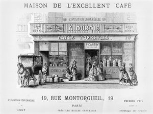 Publicité pour un vendeur de café rue Montorgueil, Paris, c.1870