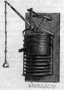 Machine agricole : un soufflet de forge présenté au concours agricole de Paris en 1860. Gravure dans « Le Monde Illustré » n°172 du 28 juillet 1860