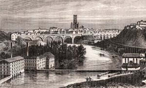 Albi - Languedoc-Roussillon-Midi-Pyrénées - gravure dans «La France illustrée: géographie, histoire, administration statistique» par V.A. Malt-Brown. 1884