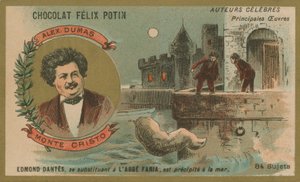 Alexandre Dumas et une scène du Comte de Monte-Cristo - French School
