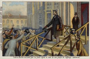 Alexandre Ledru-Rollin acclamé par la foule après le vote de sa proposition de suffrage universel - French School