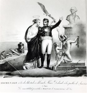Portrait allégorique du général Simon Bolivar (1783-1830) c.1840 - French School