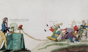 Allégorie de la Révolution française enlevant tous les trônes des voleurs couronnés - French School