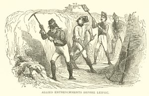 Tranchées alliées devant Leipzig (gravure) - French School