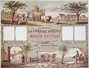 Almanach illustrant les méthodes agricoles traditionnelles et modernes, vers 1870-80 - French School